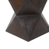 14.25" Natural Wood Grain Finish Prismatic Symmetry Concrete Outdoor Side Table with Symmetric Design – Weather-Resistant Accent for Patio, Garden, or Balcony