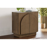 Mid-Century Modern Sideboard Buffet, Living Room Wood Storage Cabinet with Arched Cabinet Doors, Brown Credenza Cabinet for Kitchen or Living Room, Brown