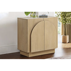 Mid-Century Modern Oak Wood Sideboard Buffet, Living Room Wood Storage Cabinet with Arched Cabinet Doors, Oak Credenza Cabinet for Kitchen or Living Room, Light Oak