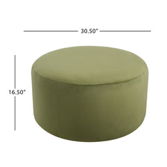 Velvet Round Ottoman,Olive Green