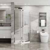 Goodyo Neo-Angle Frameless Shower Door 36 in. D x 36 in. W x 72 in. H Corner Shower Enclosure with Clear SGCC Tempered Glass Pivot Shower Door in Chrome Finish