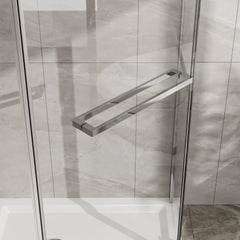 Goodyo Neo-Angle Frameless Shower Door 36 in. D x 36 in. W x 72 in. H Corner Shower Enclosure with Clear SGCC Tempered Glass Pivot Shower Door in Chrome Finish