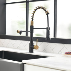 Purifier Kitchen Faucet Drinking Water Faucet, Pull Down Water Filter Kitchen Sink Faucets (Black and Nickel gold )