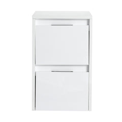 12" Bathroom Side Cabinet, 2-Soft Close Drawer, Float Mounting Design, Glossy White,(KD-Packing)