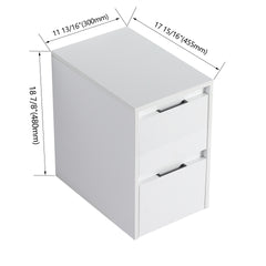 12" Bathroom Side Cabinet, 2-Soft Close Drawer, Float Mounting Design, Glossy White,(KD-Packing)