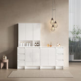 72" Freestanding Vanity Combination, 4-Storage Cabinet and 2-Wall Cabinet Combination, Soft Closing Doors and Drawers, Glossy White, Plywood(KD-Packing)