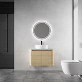 30'' Wall-Mounted Bathroom Vanity With Ceramic Art Sink & 2-Soft-Close Door, KD-Packing, Plywood