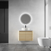 30'' Wall-Mounted Bathroom Vanity With Ceramic Art Sink & 2-Soft-Close Door, KD-Packing, Plywood