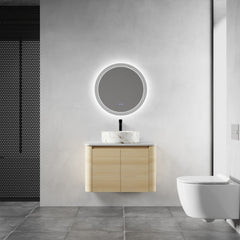 30'' Wall-Mounted Bathroom Vanity With Ceramic Art Sink & 2-Soft-Close Door, KD-Packing, Plywood