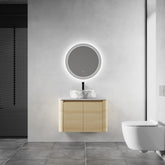 30'' Wall-Mounted Bathroom Vanity With Ceramic Art Sink & 2-Soft-Close Door, KD-Packing, Plywood