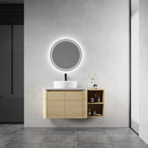 42'' Wall-Mounted Bathroom Vanity With Ceramic Art Sink, and 1-Storage Shelves, 2-Soft-Close Door, KD-Packing, Plywood
