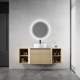 54'' Wall-Mounted Bathroom Vanity With Ceramic Art Sink, and 2-Storage Shelves, 2-Soft-Close Door, KD-Packing, Plywood
