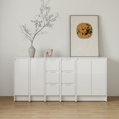 72" Freestanding Bathroom Storage Cabinet Combination, Soft Close Doors and Drawers , Glossy White, Plywood, KD-Packing (Suitable For Bathroom, Kitchen, Study Room, Bedroom, Etc)