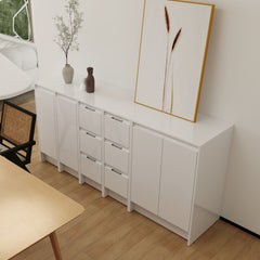 72" Freestanding Bathroom Storage Cabinet Combination, Soft Close Doors and Drawers , Glossy White, Plywood, KD-Packing (Suitable For Bathroom, Kitchen, Study Room, Bedroom, Etc)