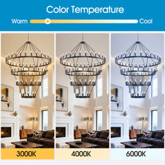 70.87 INCH 4 Tiers Wagon Wheel Chandelier Farmhouse 60-Lights , Black Metal Chandeliers 4-Story Light Fixtures Industrial for High Ceiling Living Dining Room Foyer. Adjustable Height-E12