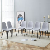 Comfortable Linen-Cotton Dining Chair Set - Six Pieces in Light Gray.Integrated Seat and Backrest,Linen-Cotton Material,Modern Home Matching.