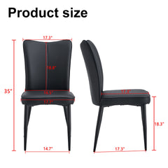 Modern Black PU Chair Set - Four Pieces, The backrest has a vertical and smooth line design.Suitable for placement in kitchen, living rooms, and other venues.W1151116744