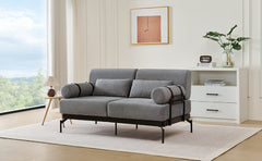 Modern Loveseat Sofa 59" Sofa Couch 2-Seater Sofa with Flexible USB Ports , Unique Cylindrical Armrests for Living Room, Grey