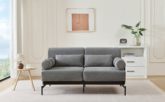 Modern Loveseat Sofa 59" Sofa Couch 2-Seater Sofa with Flexible USB Ports , Unique Cylindrical Armrests for Living Room, Grey