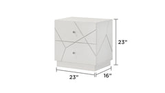 Manhattan Nightstand – Lacquer Finish with Geometric Design and Velvet-Lined Drawers for Modern Bedrooms same as B009P309295 (CA inventory)