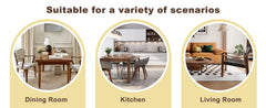 6piece PU Padded Dining Chair Set with 47.2 in Round Roman Column Table, Storage Included, Suitable for Restaurants/Wooden color