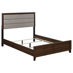 Anza Walnut Upholstered Eastern King Bed