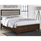 Anza Walnut Upholstered Eastern King Bed