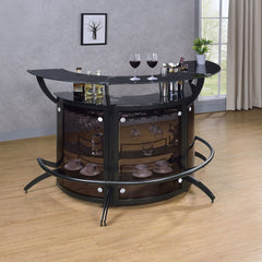 Elaina Black 3-piece Curved Freestanding Home Bar