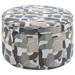 St. Helena Indigo Blue Oval Upholstered Storage Ottoman