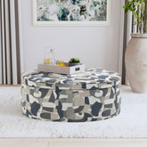St. Helena Indigo Blue Oval Upholstered Storage Ottoman