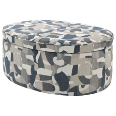 St. Helena Indigo Blue Oval Upholstered Storage Ottoman