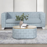Light Teal Coffee Table with Knitting Texture Base