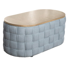 Light Teal Coffee Table with Knitting Texture Base