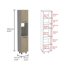 Hasselt Kitchen Pantry, Double Door, Six Shelves -Light Pine
