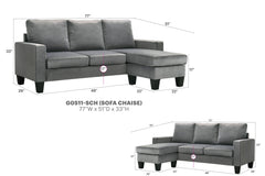 Jessica G0511-SCH Sofa Chaise , GRAY