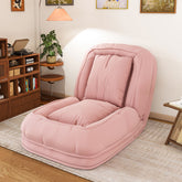 Upholstered Human Dog Bed for Adults and Pets, Foldable Lazy Sofa Bed with 5 Adjustable Position, Includes 2 Soft Pillows for Bedroom, Living Room, Reading Corner(Pink)