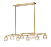 Crystal Chandelier for Dining Room, 8-Light Kitchen Chandelier Light Fixture Modern Metal Industrial Chandeliers for Farmhouse Entryway Living Room--Matte Gold (8*G9 Bulbs Included)
