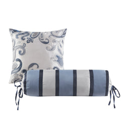 5 Piece Jacquard Bedspread Set with Throw Pillows Navy King