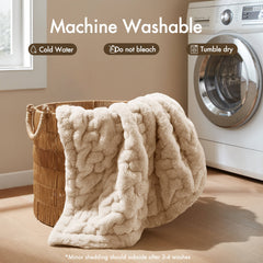 1 PC 50x60" Ruched Fur Throw Tan