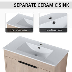 84 Inch Freestanding Bathroom Vanity with Ceramic Sink and Storage Cabinets, Soft Closing Door, 02436*2+0312 Combination Cabinet, KD-Package