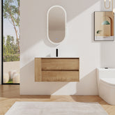 36" Wall Mounting Bathroom Vanity With Ceramic Sink, Soft Close Drawer