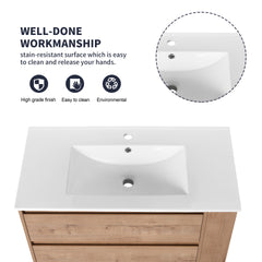 36" Wall Mounting Bathroom Vanity With Ceramic Sink, Soft Close Drawer
