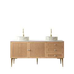 MUNIN 60" Bathroom Vanity with Sink, Freestanding Plywood Storage Cabinet with 4 Metal Legs, 3 Drawers and 2 Doors, White Ceramic Basin with Stone Pattern, NO Faucet, Pre-assembled,Oak Woodgrain Color