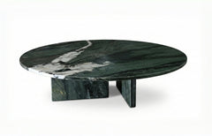 Green natural marble coffee table, living room table,natural stone, Ø35.4 h9.8 Inch/Ø90 h25 cm, genuine marble, real marble