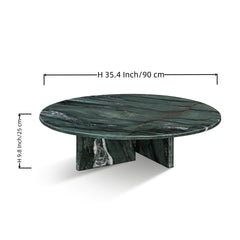Green natural marble coffee table, living room table,natural stone, Ø35.4 h9.8 Inch/Ø90 h25 cm, genuine marble, real marble