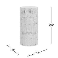Nebula 29.5" Burl Accent Pillar Side Table, Medium Brown Walnut Burl Wood