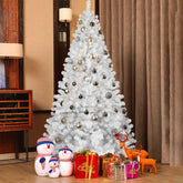 5ft White Christmas Tree with Memory Wire, 498 Tips Hinged Artificial PVC Tree, Easy Assembly Holiday Xmas Tree for Indoor Decor (Ornaments Not Included)