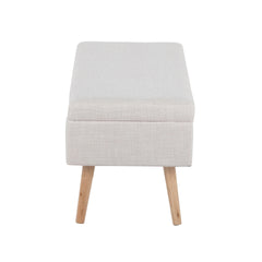 Storage Contemporary Bench in Natural Wood and Beige Fabric by LumiSource