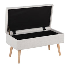 Storage Contemporary Bench in Natural Wood and Beige Fabric by LumiSource