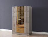 Lorenzo Gold Detailed 5 Drawer Chest made with Wood in Gray (NJ Warehouse Warehouse)